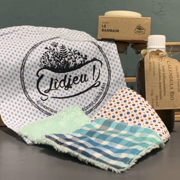 Pochon Le Bambain (1 savon + 1 macérat de calendula + 3 cotons lavables)